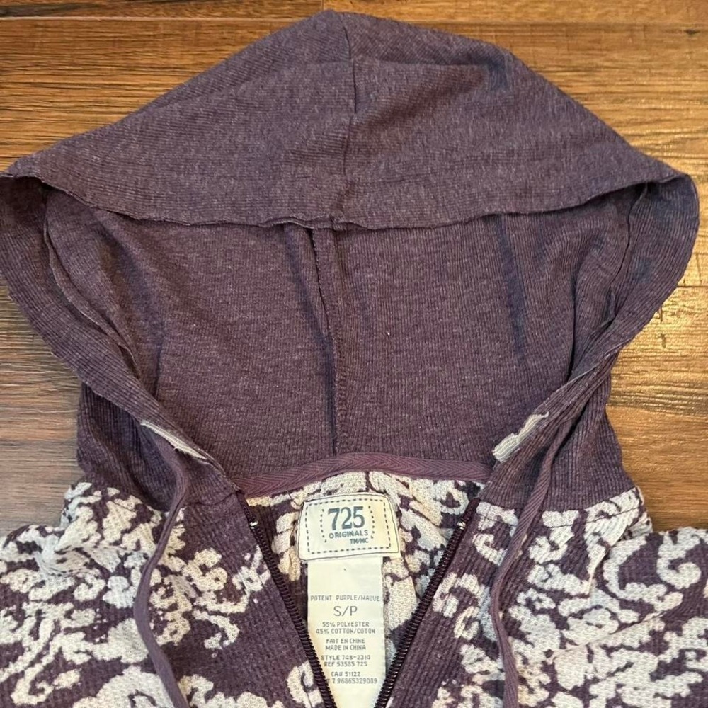 725 Orginals Purple Zip‎ Up Hoodie Pockets Loungewear Indie Sleaaze Streetwear - Picture 4 of 8